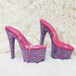Bejeweled 708MS Fuchsia Pink Rhinestone Platform Heels Shoes